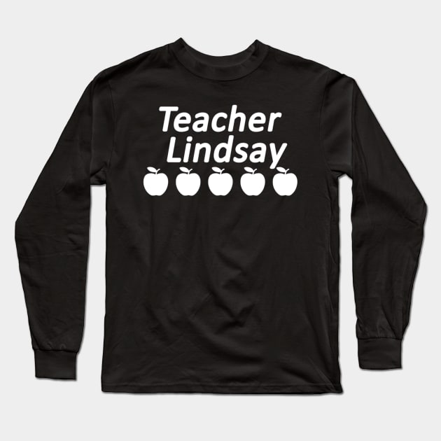 Teacher Lindsay Vipkid 5 Apple Review Long Sleeve T-Shirt by marjaalvaro